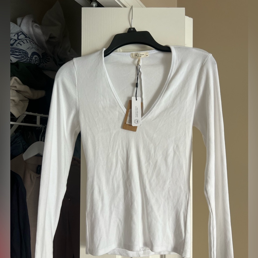 Rag & bone essential ribbed white long sleeve